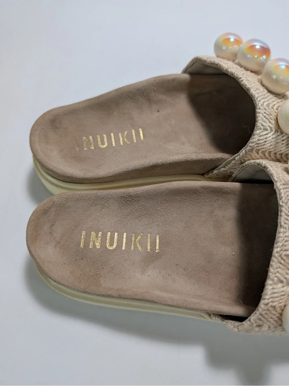 Inuikii Raffia Pearl Slides - Picture 8 of 10
